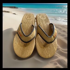 Timberland Tan and Black Flip-Flops